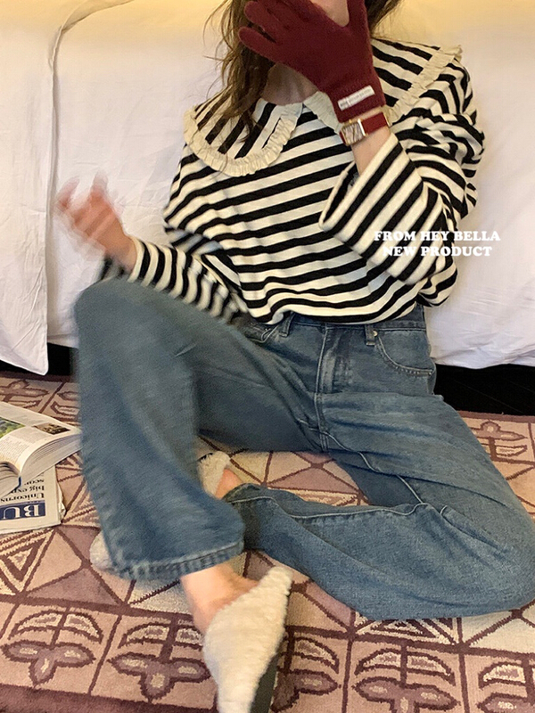 New year in early spring! Bella # striped doll T-shirt