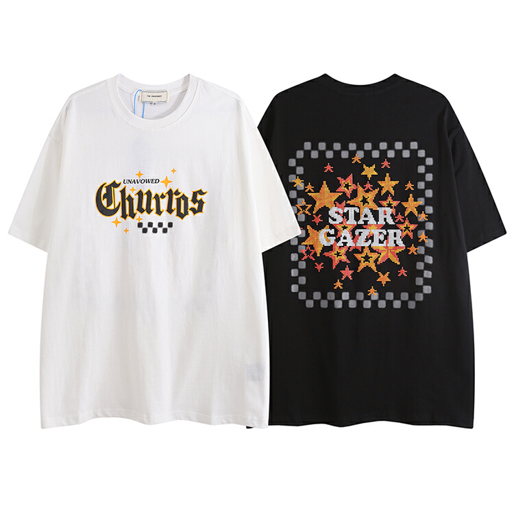 [the unvowed] men's and women's personalized letter foam printed short sleeve T-shirt 2553# ZZL