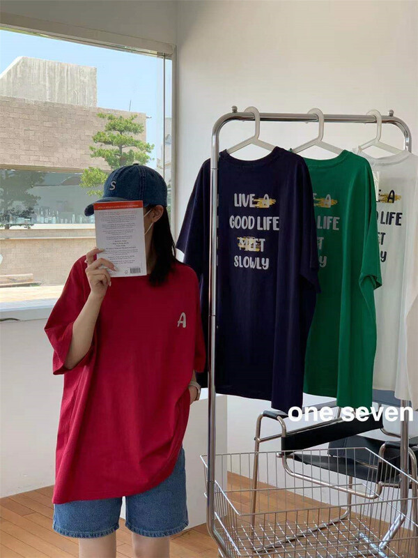 New in early summer! [one seven] crew neck versatile letter short sleeve T-shirt 5013# XYY