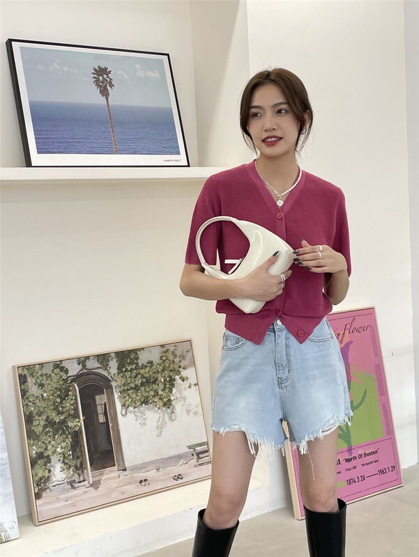 New in early summer! [ohhhh] simple, fashionable and versatile breasted knit cardigan 1257# CLS