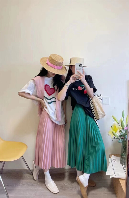 New in early summer! [g · n] temperament pleated long skirt 18070# hjy
