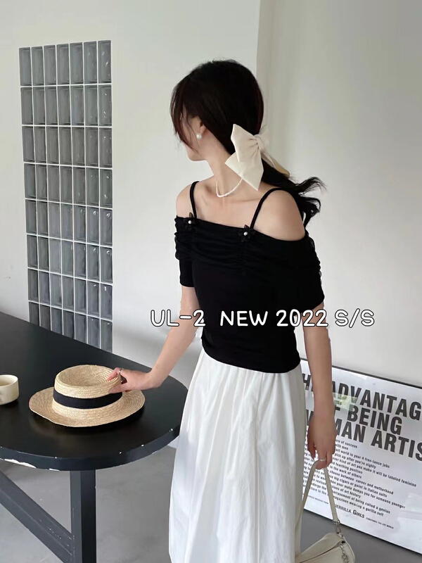 [ul-2] niche design flower off shoulder shirt 6133# JJ
