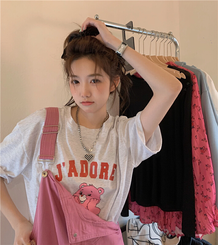 New in early summer! [timely rain] Korean style ins small loose design letter short sleeve T-shirt 99987# WPL