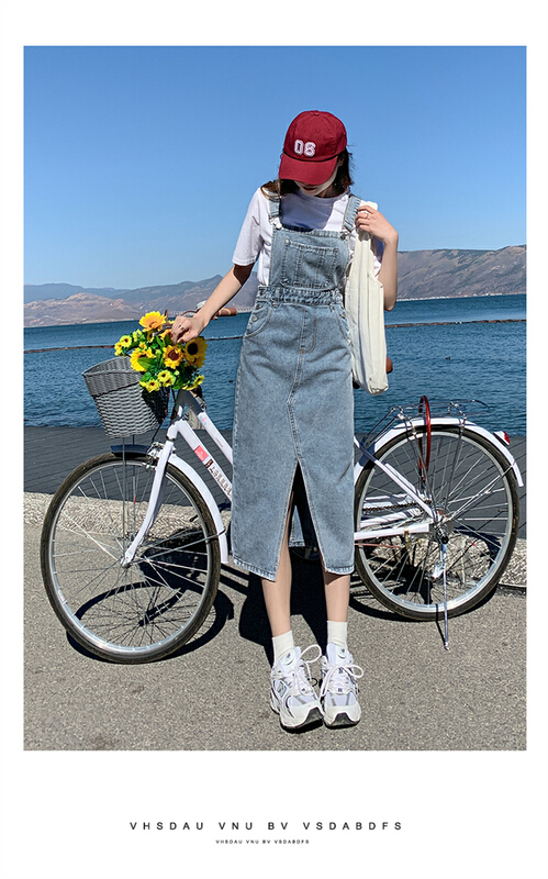 New in early summer! [kakajia] online popular fashion age reducing loose split strap skirt 9023# ozq