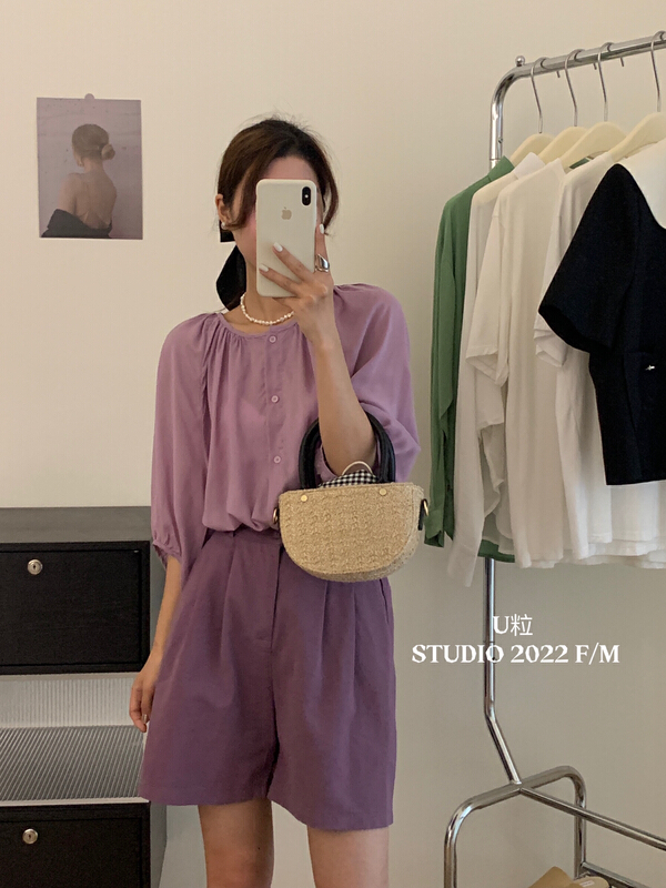 New in early summer! [U grain] Korean simple single breasted sunscreen shirt 3013# HBx