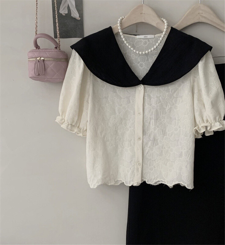 [Lina] Korean versatile baby collar shirt 8906# zxx