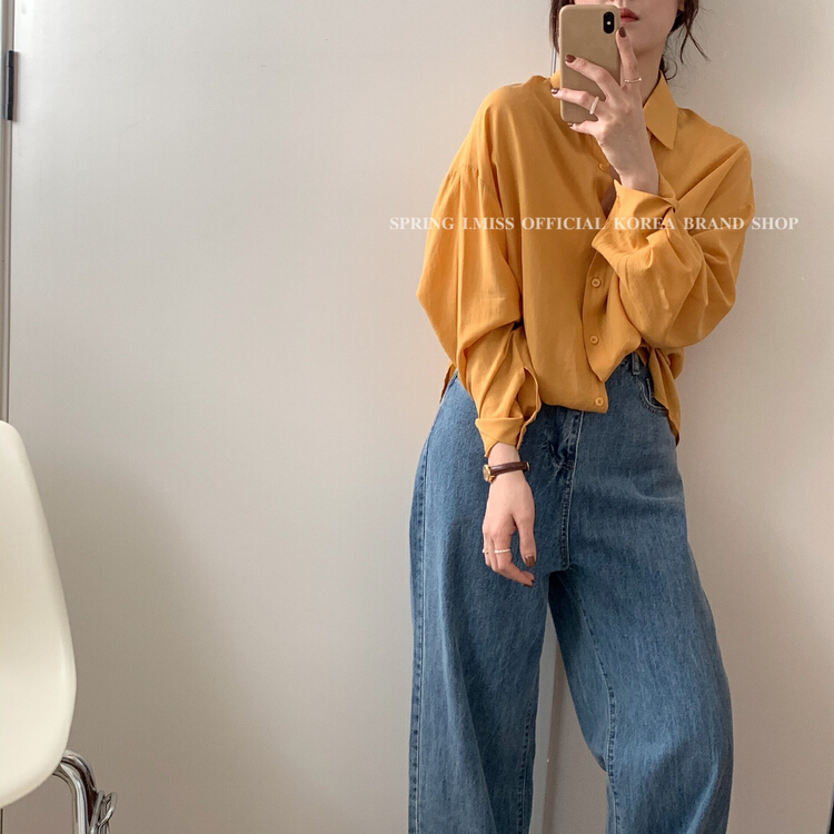 New year in early spring! [Imiss] Korean pure color Tencel shirt (only shirts) cx3257# LSW