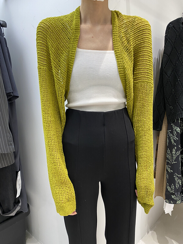 New in early summer! [Bu class] fashionable, simple and versatile hollow out knitted cardigan 14161# zxl