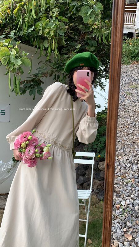 goods in stock! New year in early spring! [from Anna] round neck pastoral simple dress 6012# LSW