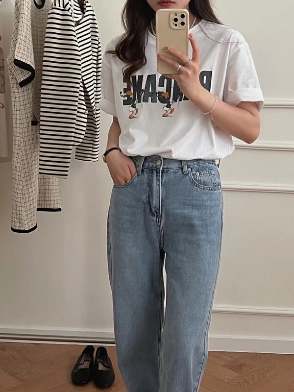 goods in stock! [love] loose Sequin letter printed short sleeve T-shirt z0771# HBx