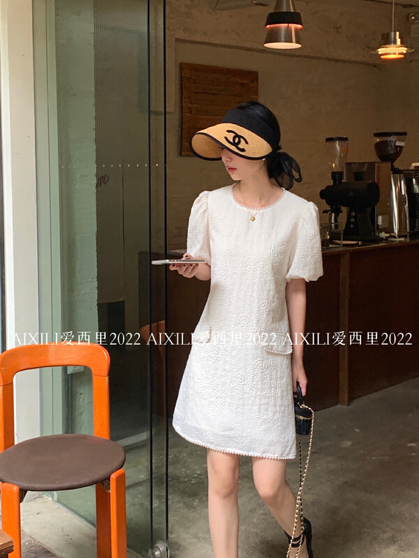 [aixili aisili] Korean round neck pearl dress 6615# WPL