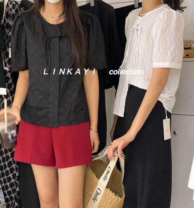 New in early summer! [linkayi] Korean Style Round Neck Shirt 22346# hjy