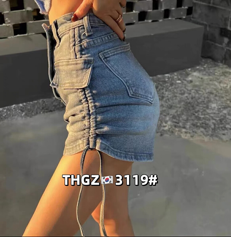 New in early summer! [fairy tale princess] double breasted denim shorts 3119# hjy with drawcord on both sides