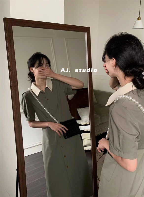 [AJ. Studio] lady single breasted dress ys1-9257# ll