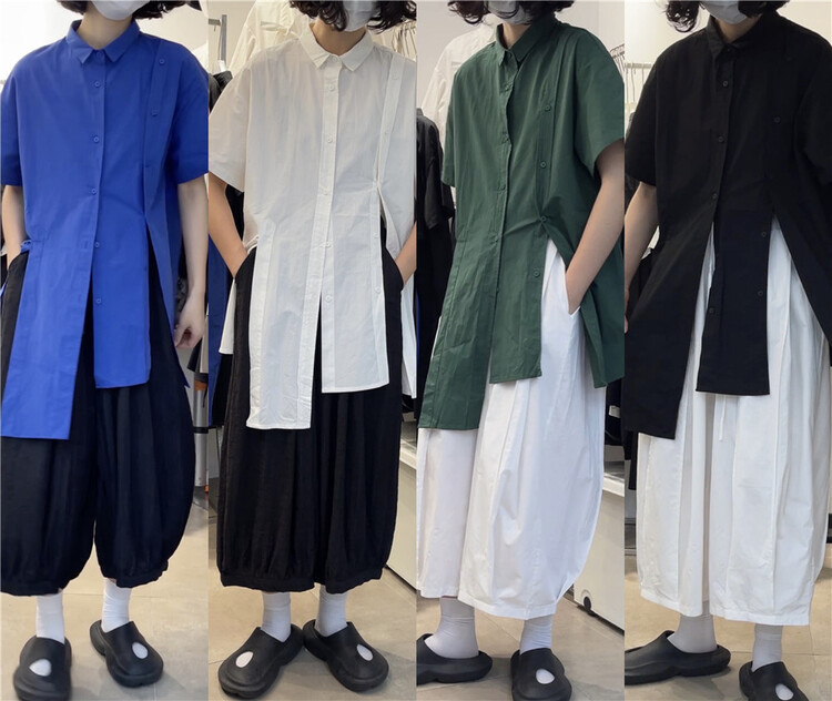 [three and two] irregular hem single breasted shirt 67166# L