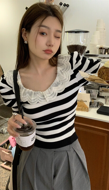New in early summer! [timely rain] Han Feng ins retro sweet thin sweater 51024# WPL