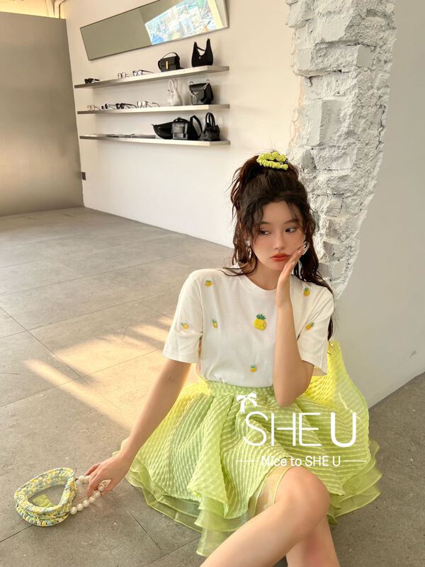 New year in early spring! [she u] Korean sweet aging Cute short sleeve T-shirt c50109# cqw