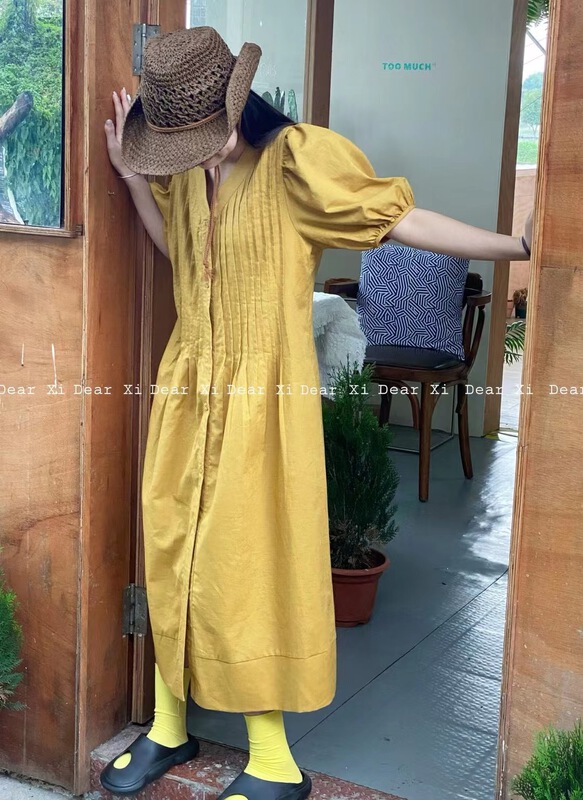 [far. Xi] V-neck fashion dress 3038# LSW