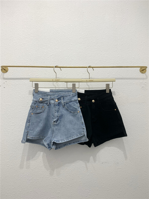 [u.she] Korean casual skinny denim shorts 28955# cqw
