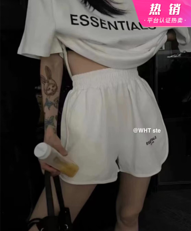 [wht] Korean alphabet printed short sleeved T-shirt + casual versatile Shorts Set ys1-4086# WTT