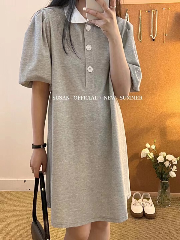 [Susan] Korean slim polo collar contrast short sleeve T-shirt 19022# LSW