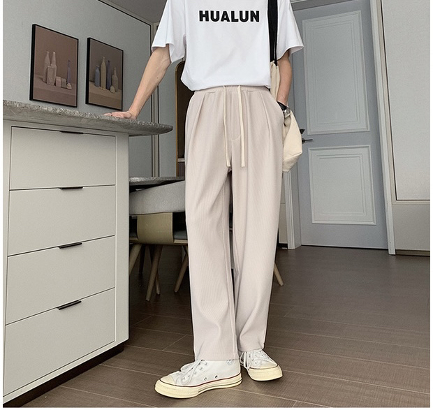New year in early spring! [young] drawstring elastic waist solid color comfortable casual pants 1009# ZZL