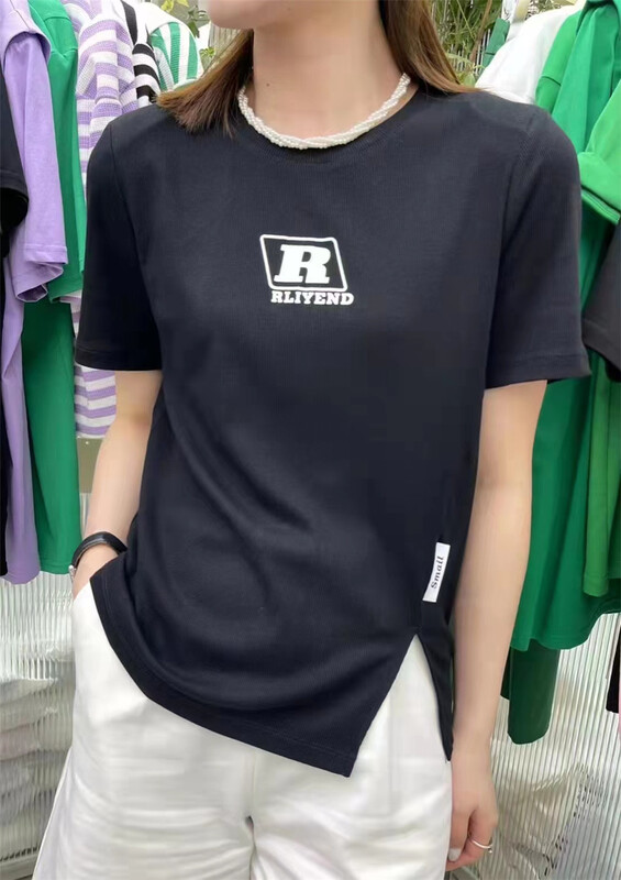 [as Aishan] split letter printed short sleeve T-shirt 9975# WTT