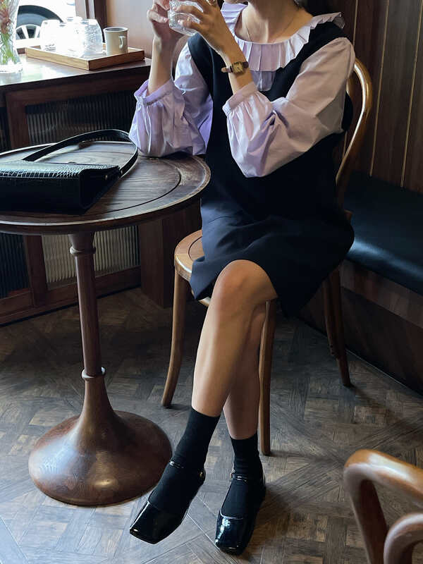 goods in stock! [ever true] Korean version lotus leaf collar loose shirt 23170# CLS