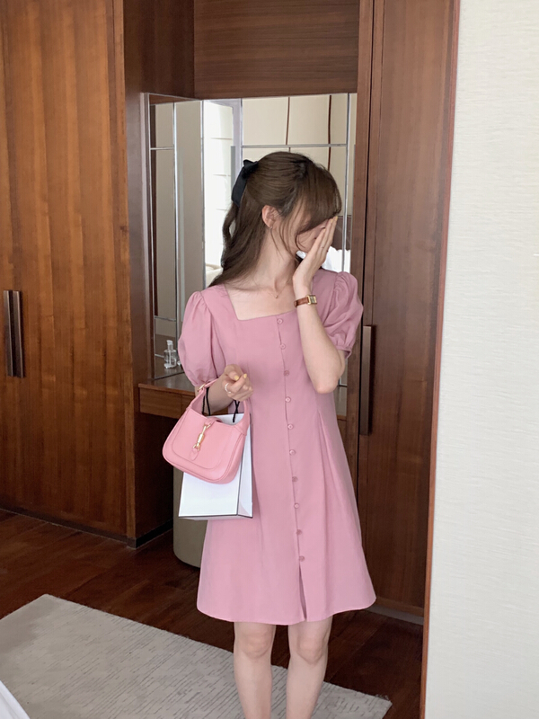 New in early summer! [T.G] Korean style fashion temperament square neck dress 17230# cqw