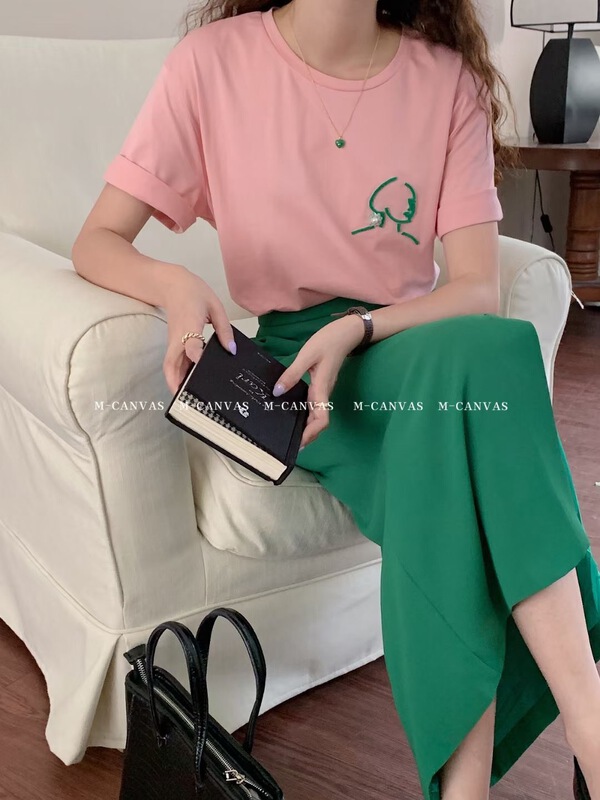 [m-canvas] Korean Pullover versatile short sleeve T-shirt 6807# lwy