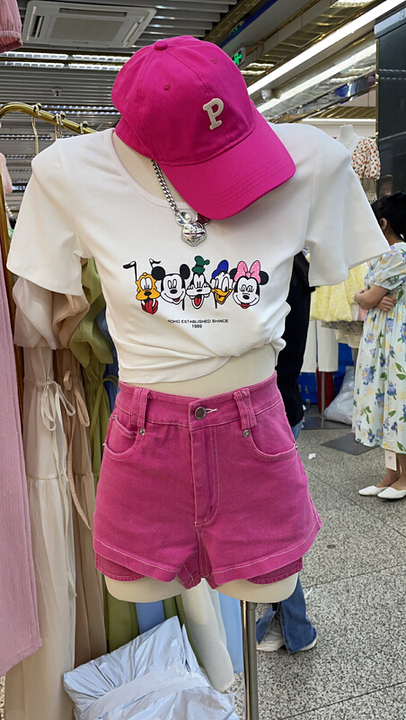 [Julia] casual and versatile U-neck oval waist elastic cotton short sleeve T-shirt (T-shirt only) 2240# HBx