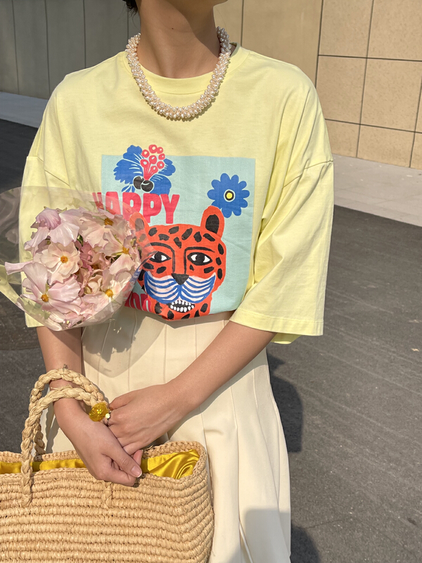 Original price 55.27! New year in early spring! [attitude] crew neck versatile cute tiger short sleeve T-shirt aq4280# XYJ