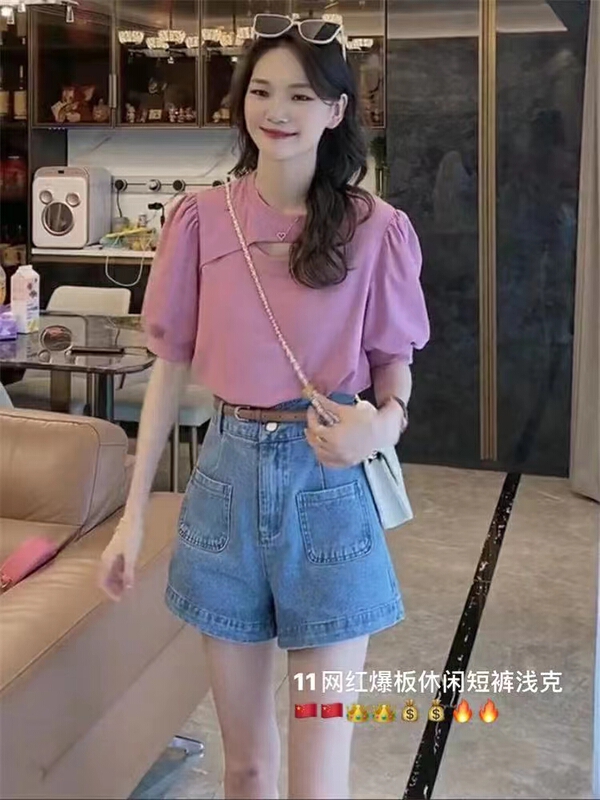 [J-star] Korean fashion skinny denim shorts (with belt) 11# Cl