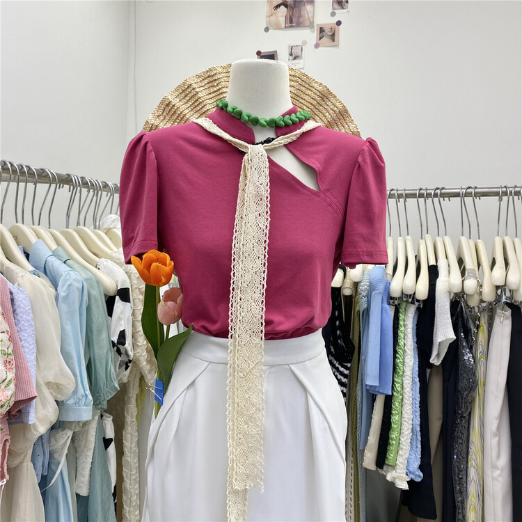 [y.x] Korean bubble sleeve thin short sleeve T-shirt 5320# hjy