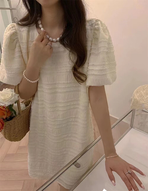 [Hello] Korean round neck loose bubble sleeve dress ys-6361# lwy