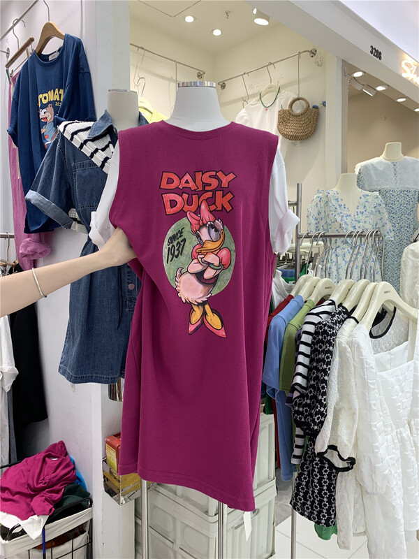 [Chen] Korean cartoon printed fake two-piece dress 6769# cqw