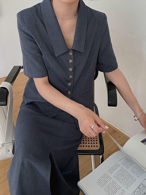 New in early summer! [soul] solid color Lapel short sleeve jacket ax18132221w# CLS
