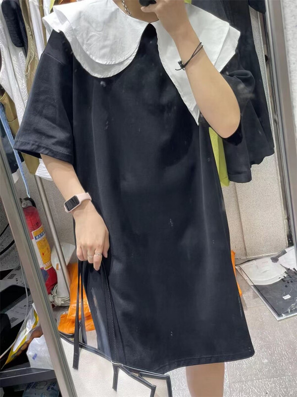 [starting point] large lapel color matching lady dress 2725# L