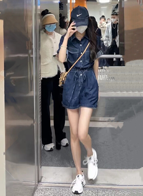 New in early summer! [JH] wash jeans Jumpsuit (with shawl) 41431# PCZ