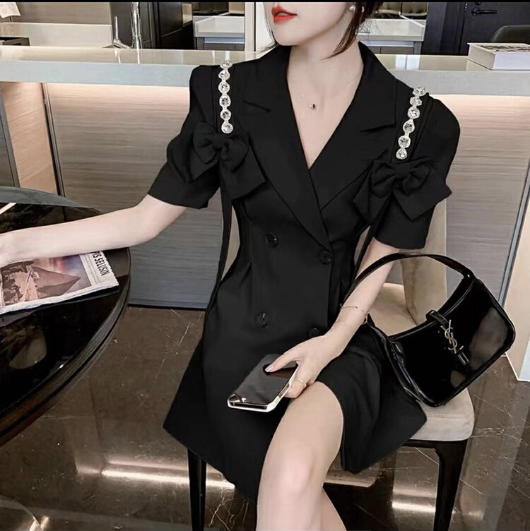 [et] double breasted western style bow dress 5828# PCZ