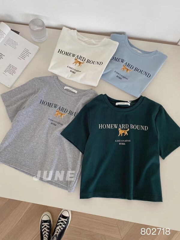 New year in early spring! [June] niche design round neck dog English short sleeve T-shirt 802718# XYY