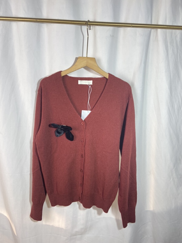 New in early summer! [yspy store] V-neck simple breasted knitted cardigan (detachable with bow) (wool 10%) ys1-778# Cl