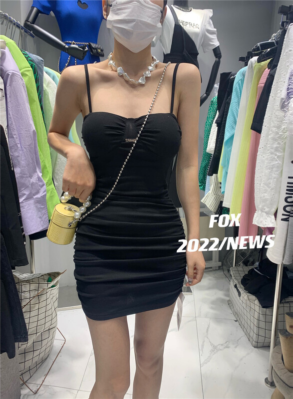 New in early summer! [fox] small sling Pleated Dress 8659# WTT