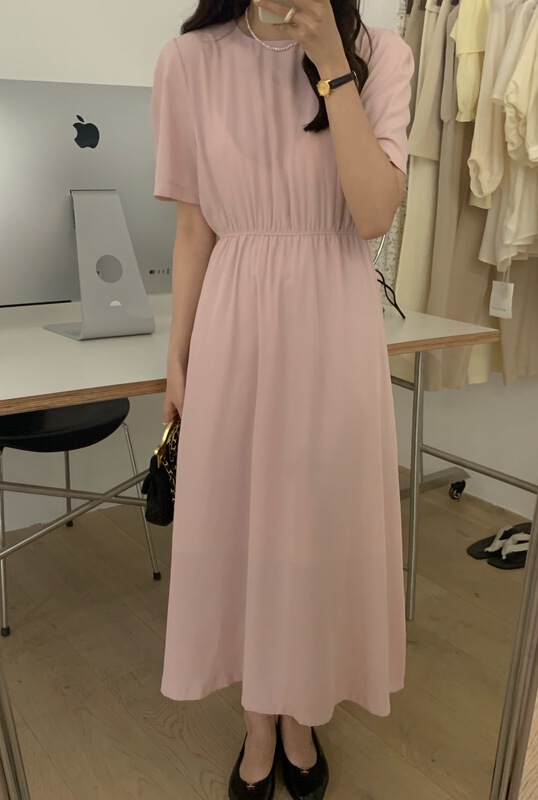 goods in stock! New in early summer! [wanna] Korean simple round neck dress 89029# cqw
