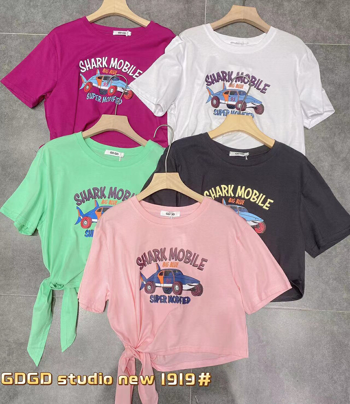 [gdgd] design sense versatile Korean Short Sleeve T-shirt 1919# WTT