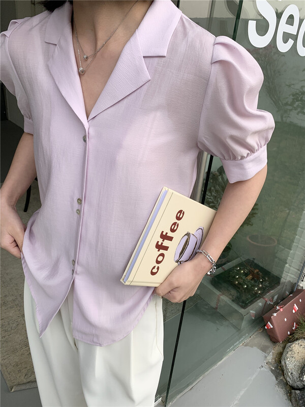 [lini] Korean Style Bubble Sleeve Shirt 221g018# zxx