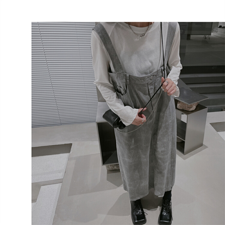 [WP / Yinuo] Korean style fashion suspender denim skirt p229# CSX