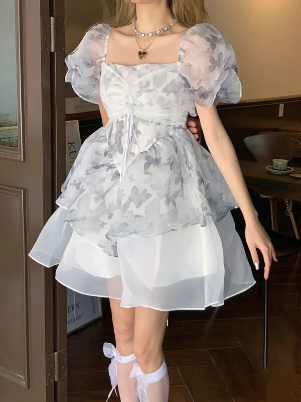 New in early summer! [w design] sweet cool pure desire girl's sweet fluffy dress (with waist rope) 15711# WPL
