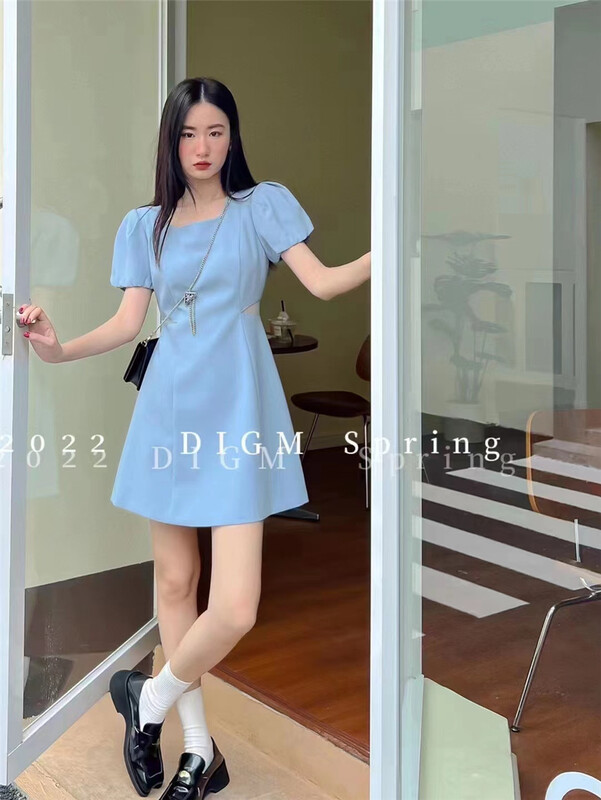 [nxby] bubble sleeve waistless dress ys1-012# ozq