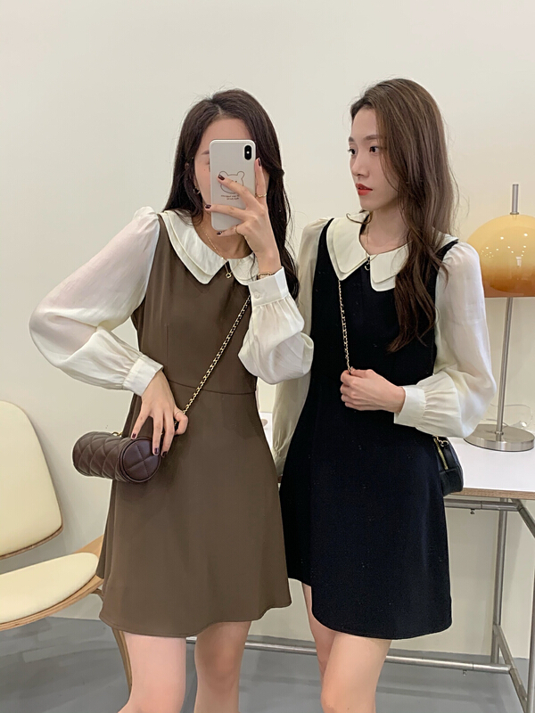 goods in stock! New year in early spring! [victory. 2] fashion lady double layer doll neck dress b02# jhy